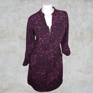 Apt 9 Maroon Dress Light Pink and Hot Pink Speckle Design Cinch Waist w/ Pockets